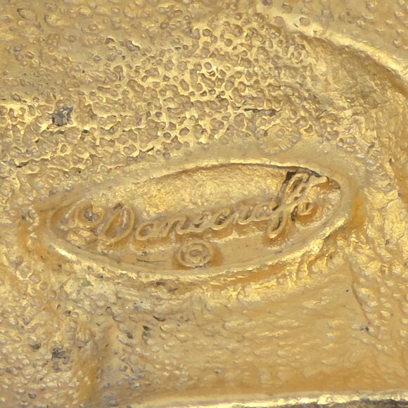 Vintage Danecraft Halloween Boo Brooch Black Cats Gold Tone Black Enamel Pin - Picture 6 of 9